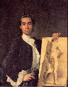 Melendez, Luis Eugenio Portrait of the Artist Holding a Life Study painting